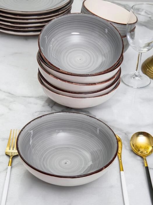 Набор тарелок керамика на 6 персон суповые обеденные глубокие посуда для супа от компании 2255 by - онлайн гипермаркет - фото 1