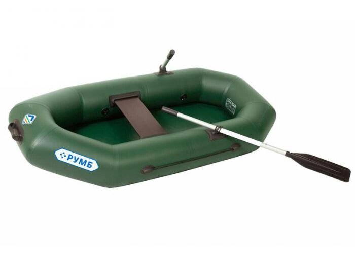 Надувная лодка ПВХ с веслами Румб 200 ВУ зеленая одноместная гребная весельная для рыбалки сплава от компании 2255 by - онлайн гипермаркет - фото 1