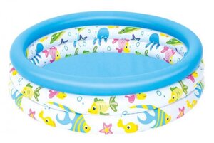 Надувной мини бассейн детский круглый наливной дачный для купания малышей детей BESTWAY 51008 102x25см
