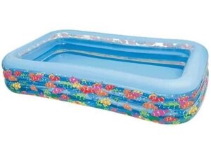 Надувной мини бассейн детский прямоугольный мобильный дачный для купания маленьких детей малышей Intex 58485
