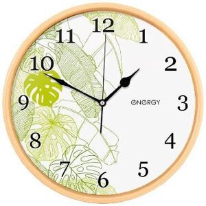 Настенные круглые часы стрелки кварцевые ENERGY ЕС-108 интерьерные оригинальные для кухни дома