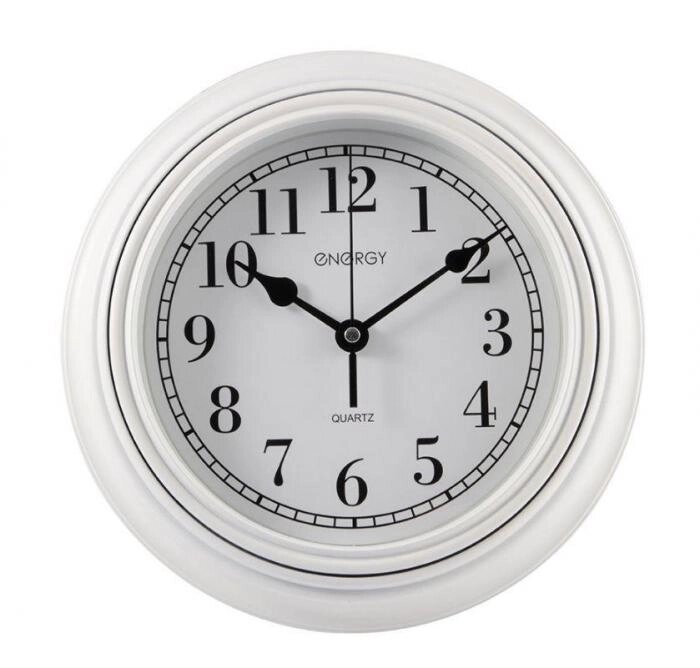Настенные круглые часы стрелки кварцевые ENERGY ЕС-141  интерьерные оригинальные для спальни дома белые от компании 2255 by - онлайн гипермаркет - фото 1