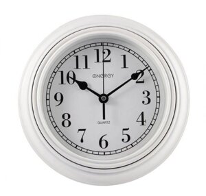 Настенные круглые часы стрелки кварцевые ENERGY ЕС-141 интерьерные оригинальные для спальни дома белые