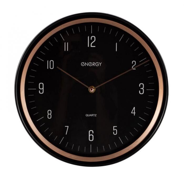 Настенные круглые часы стрелки кварцевые ENERGY ЕС-144 интерьерные оригинальные для спальни дома черные от компании 2255 by - онлайн гипермаркет - фото 1