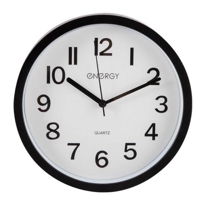Настенные кварцевые стрелочные интерьерные круглые часы для дома ENERGY ЕС-139 черные от компании 2255 by - онлайн гипермаркет - фото 1
