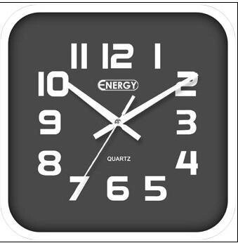 Настенные кварцевые стрелочные интерьерные квадратные часы для дома ENERGY EC-09 черные на батарейках от компании 2255 by - онлайн гипермаркет - фото 1