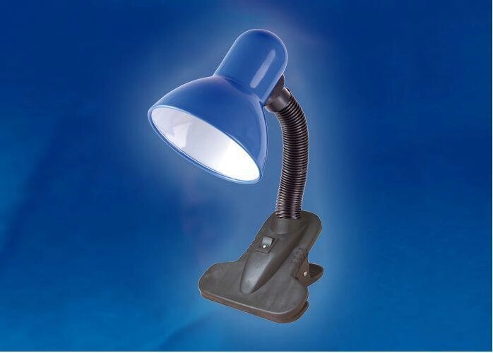 Настольная лампа на прищепке UNIEL 09406 TLI-222 синий светильник для школьника от компании 2255 by - онлайн гипермаркет - фото 1