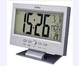Настольные электронные цифровые часы-будильник календарь с термометром PERFEO PF A4852 SET PF-S2618 серые