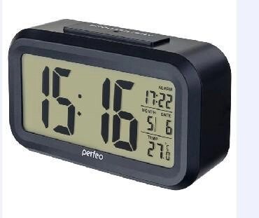 Настольные электронные цифровые часы-будильник календарь с термометром Perfeo Snuz PF-S2166 черные PF A4849 от компании 2255 by - онлайн гипермаркет - фото 1