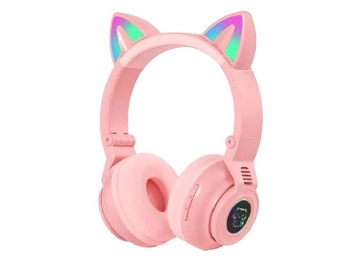 Наушники детские беспроводные Borofone BO18 Cat розовые с ушками подсветкой для девочки от компании 2255 by - онлайн гипермаркет - фото 1