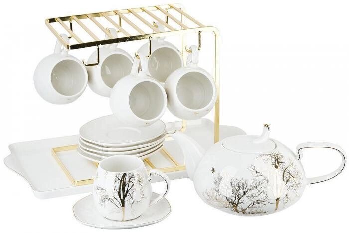 NOUVELLE HOME Чайный набор на металлической подставке с подносом 15пр. "5th Avenue. Golden Forest" (6 от компании 2255 by - онлайн гипермаркет - фото 1