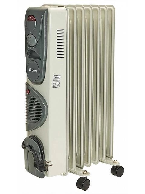 Обогреватель масляный радиатор Delta D07F-7 электрический напольный бытовой с вентилятором для помещений дачи от компании 2255 by - онлайн гипермаркет - фото 1