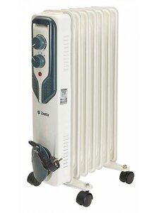 Обогреватель масляный радиатор Delta D08-7 электрический напольный бытовой с вентилятором для помещений дачи