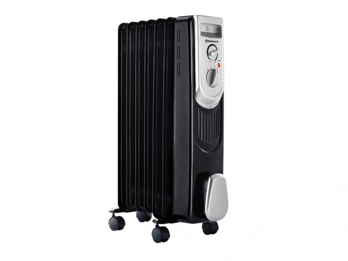 Обогреватель масляный радиатор Sakura SA-0337B черный электрический напольный бытовой для помещений от компании 2255 by - онлайн гипермаркет - фото 1