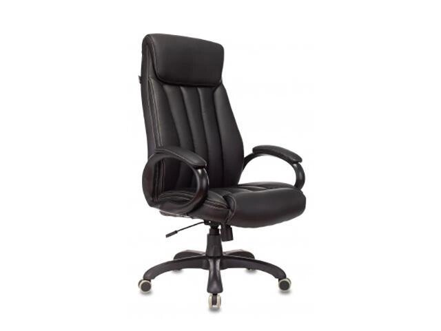 Офисное кресло на колесах кожаное компьютерный стул ортопедический Бюрократ T-9922N черное от компании 2255 by - онлайн гипермаркет - фото 1