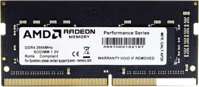 Оперативная память AMD Radeon R7 Performance 16GB DDR4 SODIMM PC4-21300 R7416G2606S2SUO от компании 2255 by - онлайн гипермаркет - фото 1