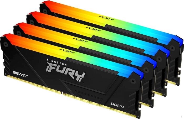 Оперативная память Kingston FURY Beast RGB 4x16ГБ DDR4 2666 МГц KF426C16BB2AK4/64 от компании 2255 by - онлайн гипермаркет - фото 1