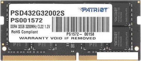 Оперативная память Patriot Signature Line 32GB DDR4 SODIMM PSD432G32002S от компании 2255 by - онлайн гипермаркет - фото 1