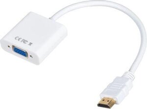 Переходник HDMI (m) - VGA (f), GOLD , 0.1м, белый