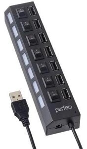 Perfeo (PF C3223) USB-HUB 7 port, PF-H033 black) чёрный