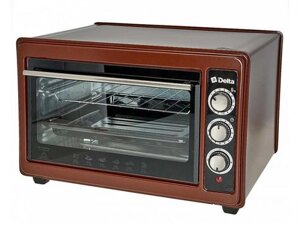 Домашняя мини печь для выпечки электропечь бытовая настольная компактная кухонная Delta D-0123 коричневая
