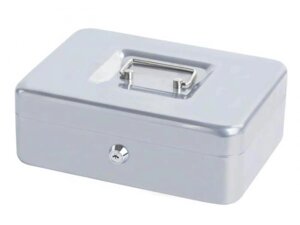 Денежный ящик-сейф шкатулка для хранения денег MP28 серый кэшбокс с замком