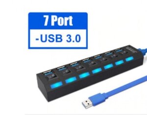 SMARTBUY (SBHA-7307-B) USB 3.0 хаб + выкл., 7 портов, черный