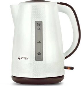 Чайник электрический VITEK VT-7055, 2150Вт, белый и коричневый