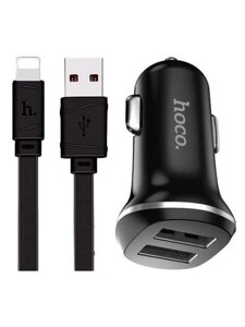 Зарядное устройство Hoco Z1 2xUSB 5V 2.1A + USB - Lightning Black 115922