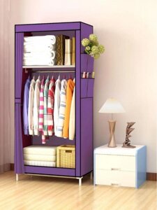 Тканевый каркасный шкаф разборный для одежды VS31 фиолетовый складной органайзер из ткани