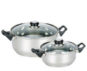 MALLONY Набор посуды из 4 предметов BAKS-SET-4 из нерж стали (2 кастрюли с крышками — 2/2,8 л; 18/20 см-диа) (981054)