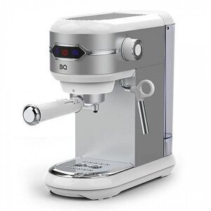 Рожковая кофеварка помповая эспрессо ручная с капучинатором BQ CM3001 серебро/белый