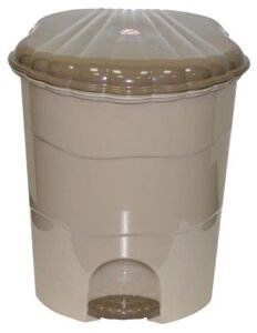 Мусорное пластиковое ведро урна для мусора туалета кухни с педалью крышкой VIOLET 150720 педальное бежевое