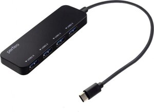 PERFEO (PF D0804) USB C-HUB 4 Port, (PF-H048 Black) чёрный