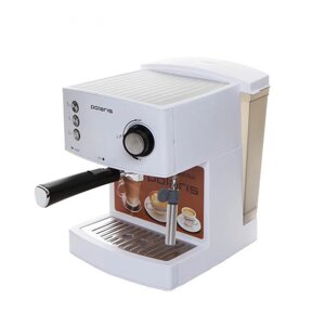 Рожковая кофеварка помповая эспрессо ручная с капучинатором Polaris PCM 1527E белая