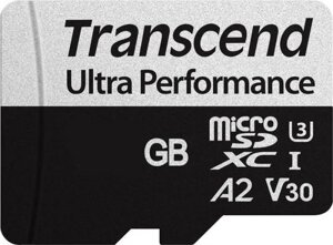 Карта памяти microSDXC UHS-I U3 Transcend 128 ГБ, 160 МБ/с, Class 10, TS128GUSD340S, 1 шт., с адаптером