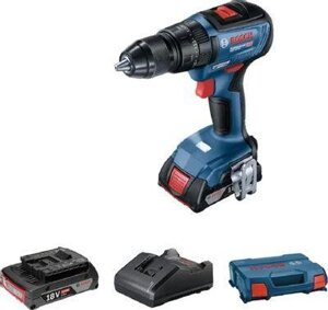 Ударная дрель-шуруповерт Bosch GSB 18V-50 + L, 2Ач, с двумя аккумуляторами [06019h5100]