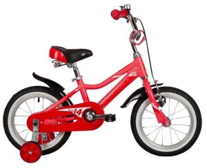 Детский велосипед для девочек с приставными колесами NOVATRACK 145ANOVARA. CRL22 коралловый