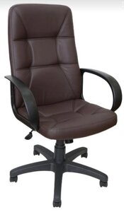 Кресло для компьютера руководителя директора коричневое кожаное ЯрКресло Кр59 ТГ ПЛАСТ ЭКО3 на колесиках