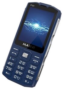 Кнопочный телефон с мощным аккумулятором большой батареей MAXVI P101 синий