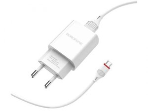 Borofone BA20A Sharp 1xUSB 2.1A + кабель Lightning White