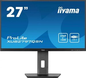 Монитор Iiyama ProLite XUB2797QSN-B1, 2560x1440, IPS, 100Гц, 1хHDMI, 1хDP, 1хType-С, черный