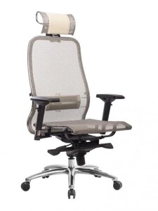 Компьютерное офисное кресло стул руководителя для компьютера Метта Samurai S-3.04 бежевое сетка
