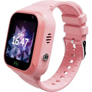 Детские смарт часы-телефон для девочки умные наручные с сим картой GPS Aimoto Omega 4G розовые электронные