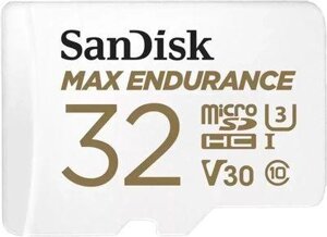 Карта памяти microSDXC UHS-I U3 Sandisk Max Endurance 32 ГБ, 100 МБ/с, Class 10, SDSQQVR-032G-GN6IA, 1 шт., переходник