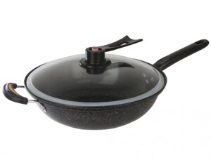 Сковорода для индукционной и газовой плиты WOK 32см покрытие гранит каменная глубокая сковородка казан