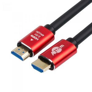 ATCOM (АТ5942) Кабель HDMI 3М (Red/Gold, в пакете) VER 2.0