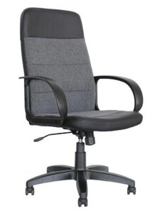 Компьютерное офисное кресло ЯрКресло Кресло Кр58 на колесиках ткань серая/ экокожа черная