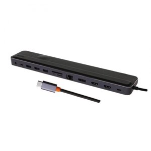 Хаб USB Baseus EliteJoy Gen2 12-Port Type-C - 2xHDMI+3xUSB 3.0+PD+DP+SD/TF+RJ45+Type-C+3.5mm Dark Grey WKSX030213