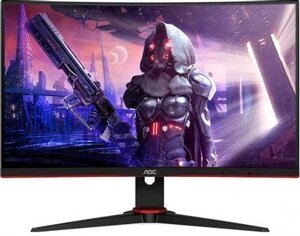 Монитор AOC Gaming C24G2AE 23.6", черный/красный и черный [c24g2ae-bk]